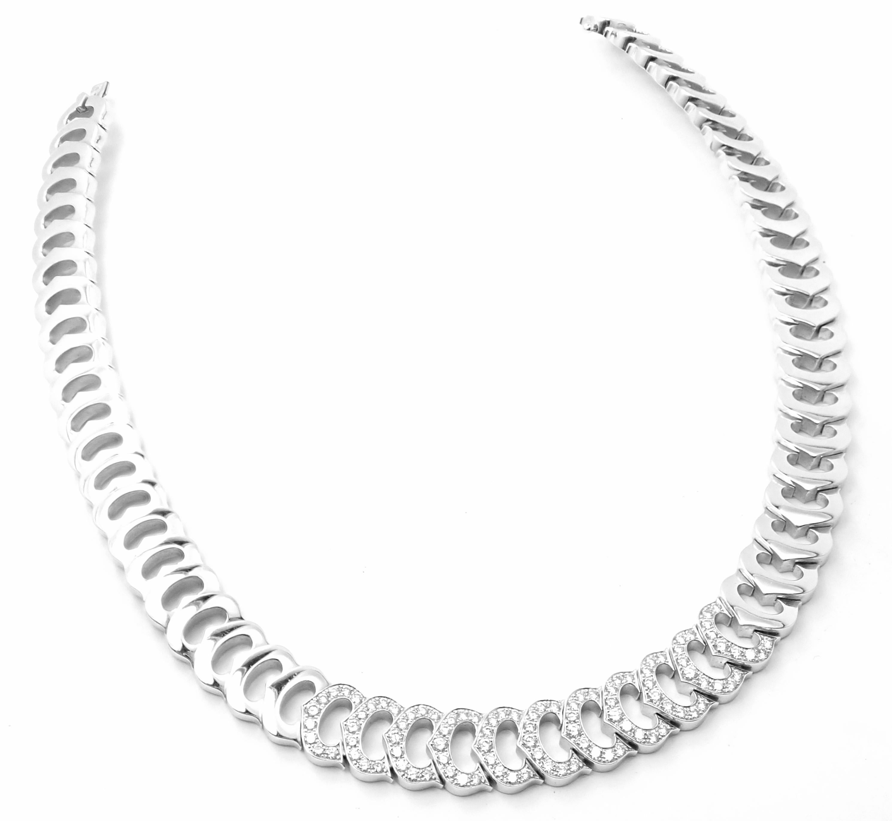 Cartier C De Cartier Diamond White Gold Link Necklace For Sale 3
