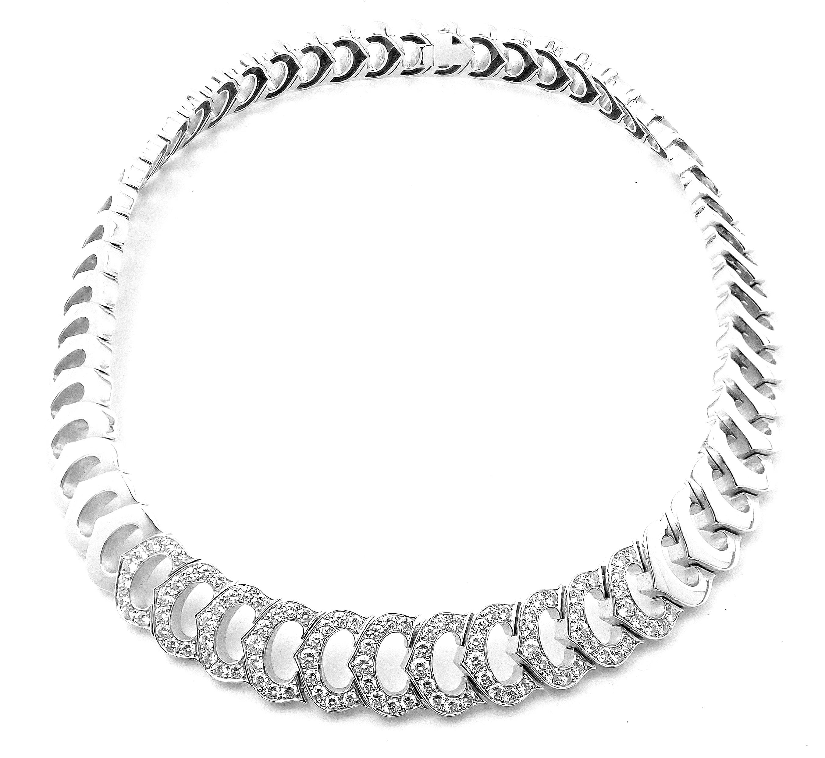 Cartier C De Cartier Diamond White Gold Link Necklace For Sale 4