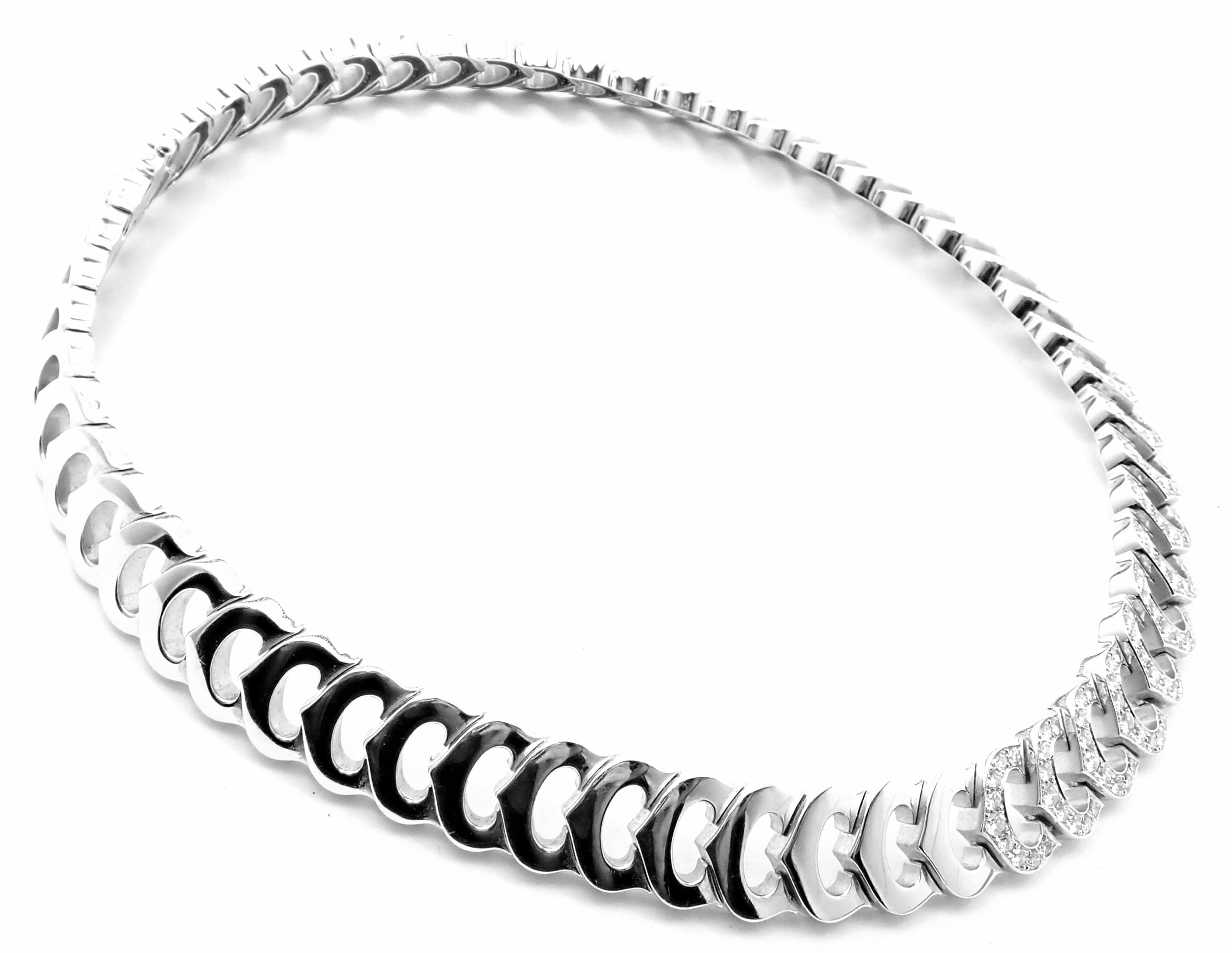 Taille brillant Cartier C De Cartier Collier à maillons en or blanc et diamants en vente