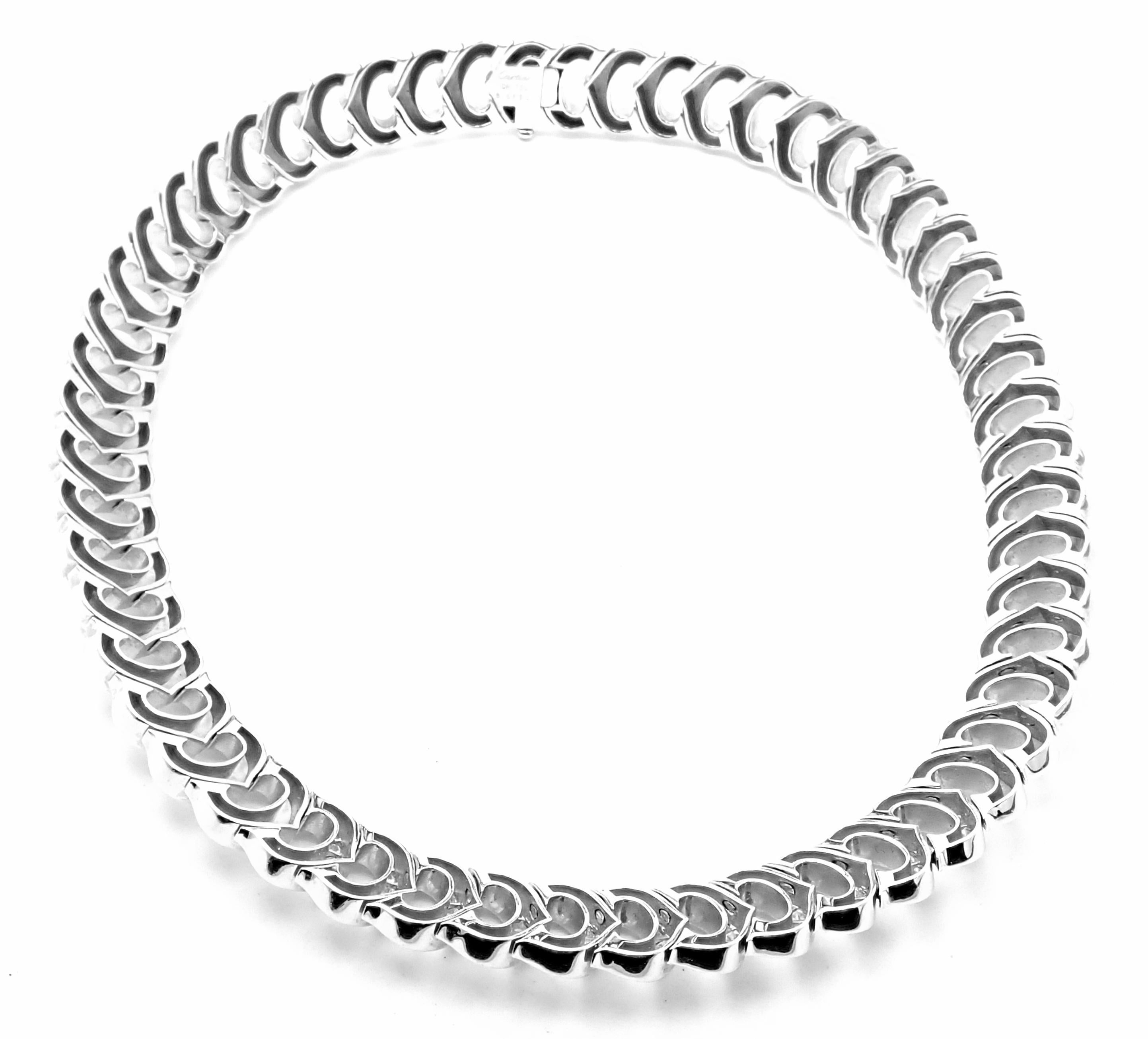 Cartier C De Cartier Collier à maillons en or blanc et diamants en vente 2