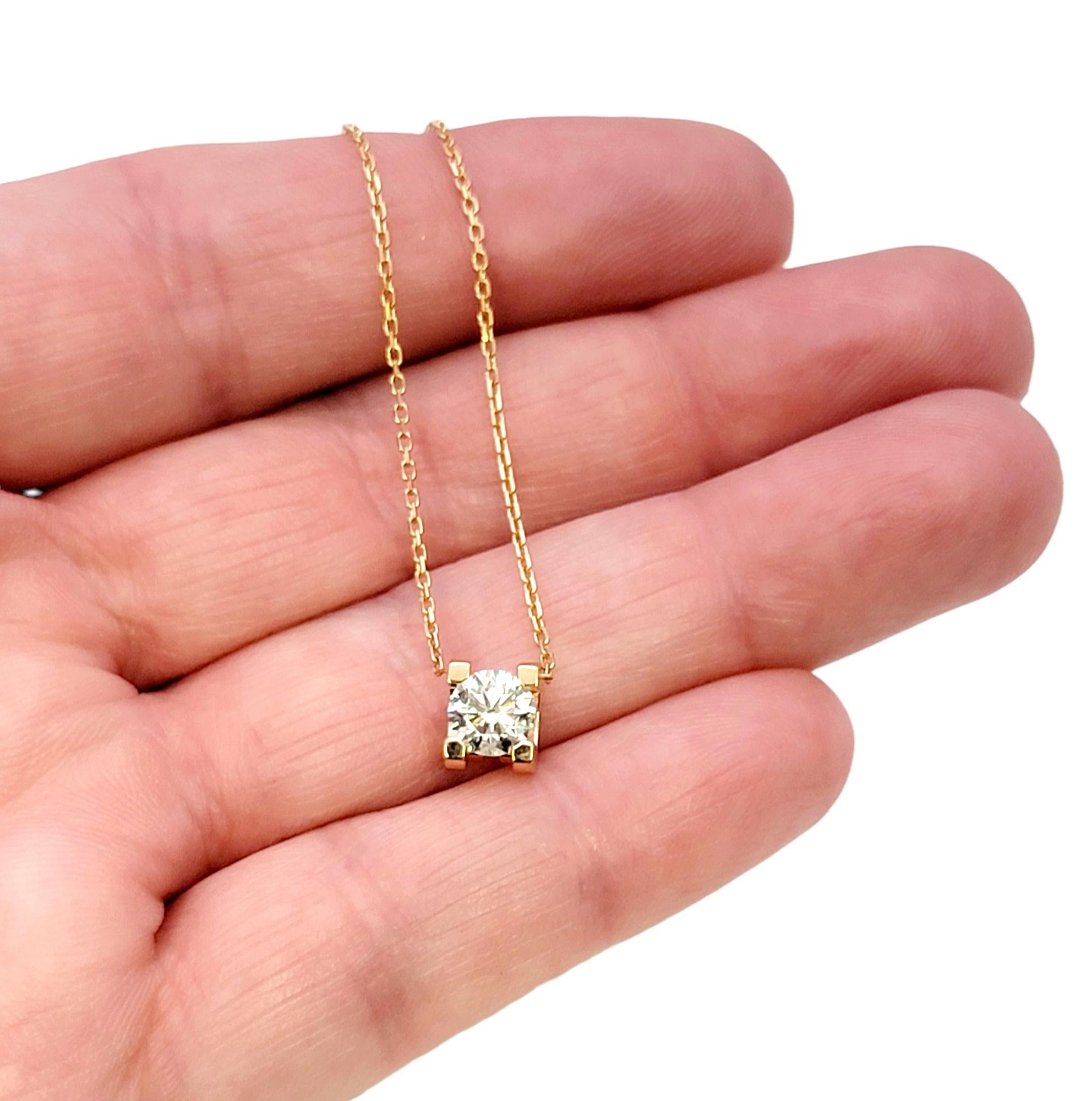 Cartier C de Cartier GIA Diamond Solitaire Necklace in 18 Karat Rose Gold F/VS1 3