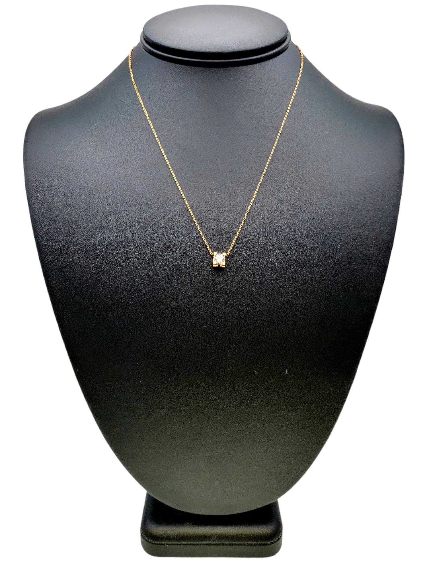 Cartier C de Cartier GIA Diamond Solitaire Necklace in 18 Karat Rose Gold F/VS1 4