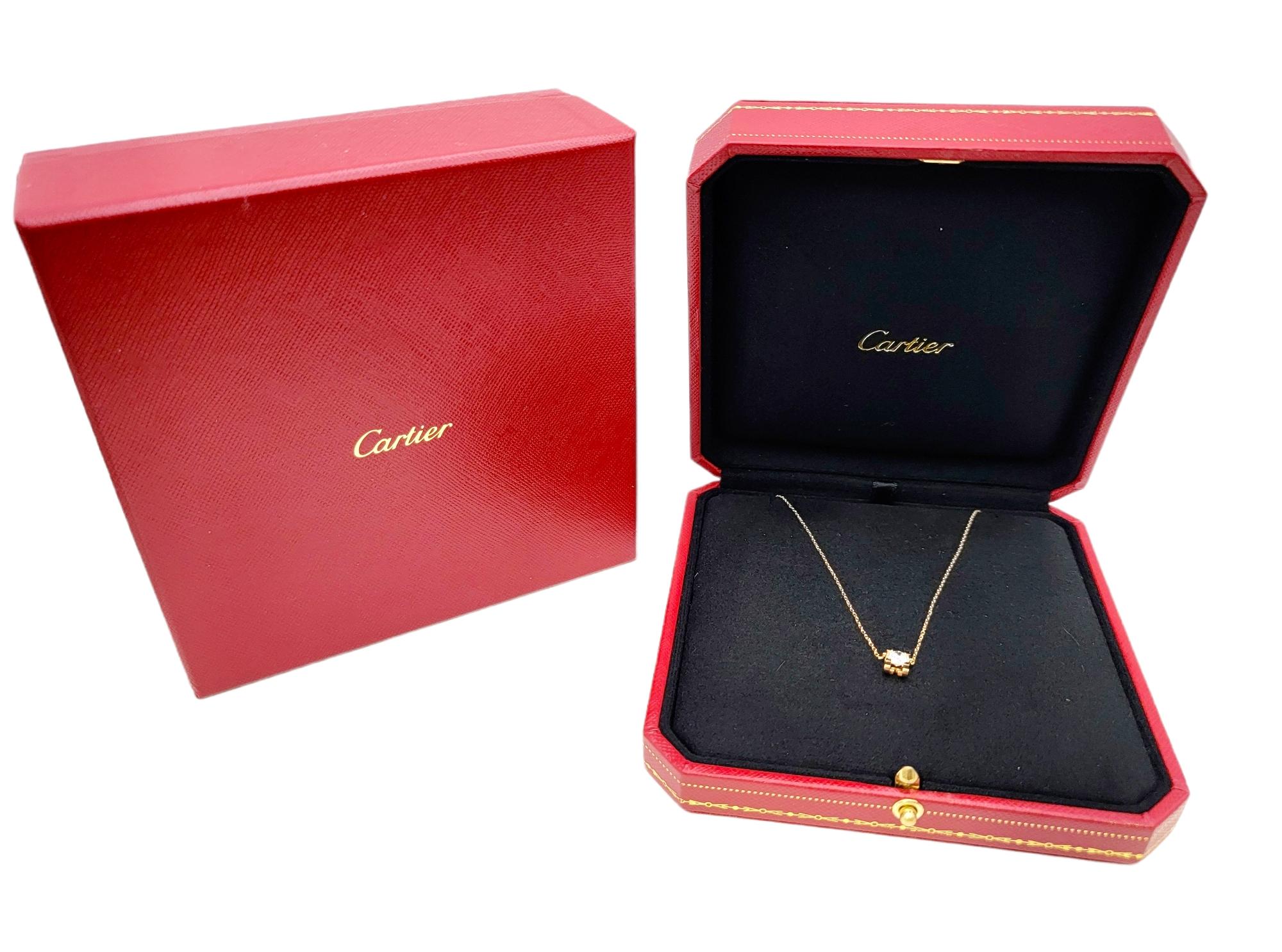 Cartier C de Cartier GIA Diamond Solitaire Necklace in 18 Karat Rose Gold F/VS1 6