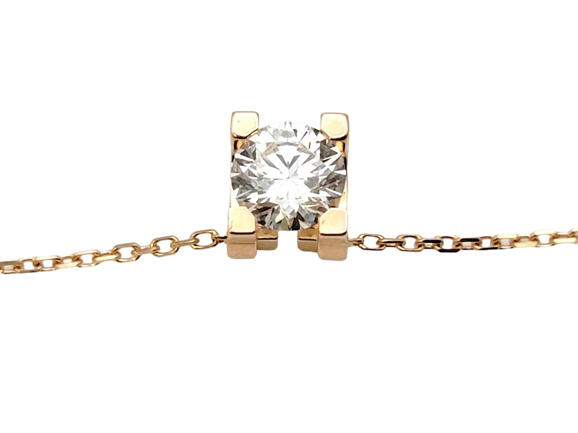 Contemporain Cartier C de Cartier, collier solitaire en or rose 18 carats avec diamants certifiés GIA F/VS1