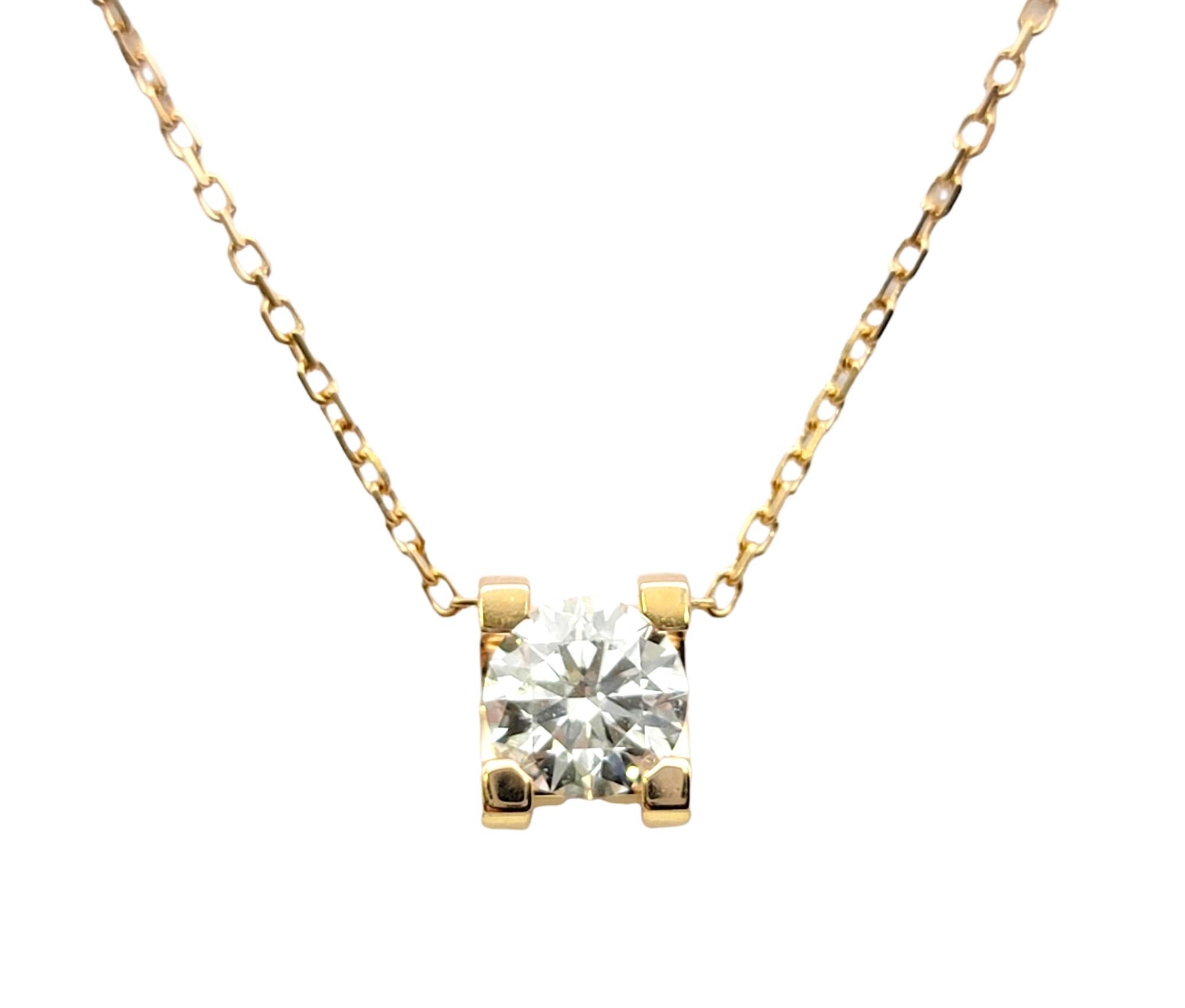 Contemporary Cartier C de Cartier GIA Diamond Solitaire Necklace in 18 Karat Rose Gold F/VS1