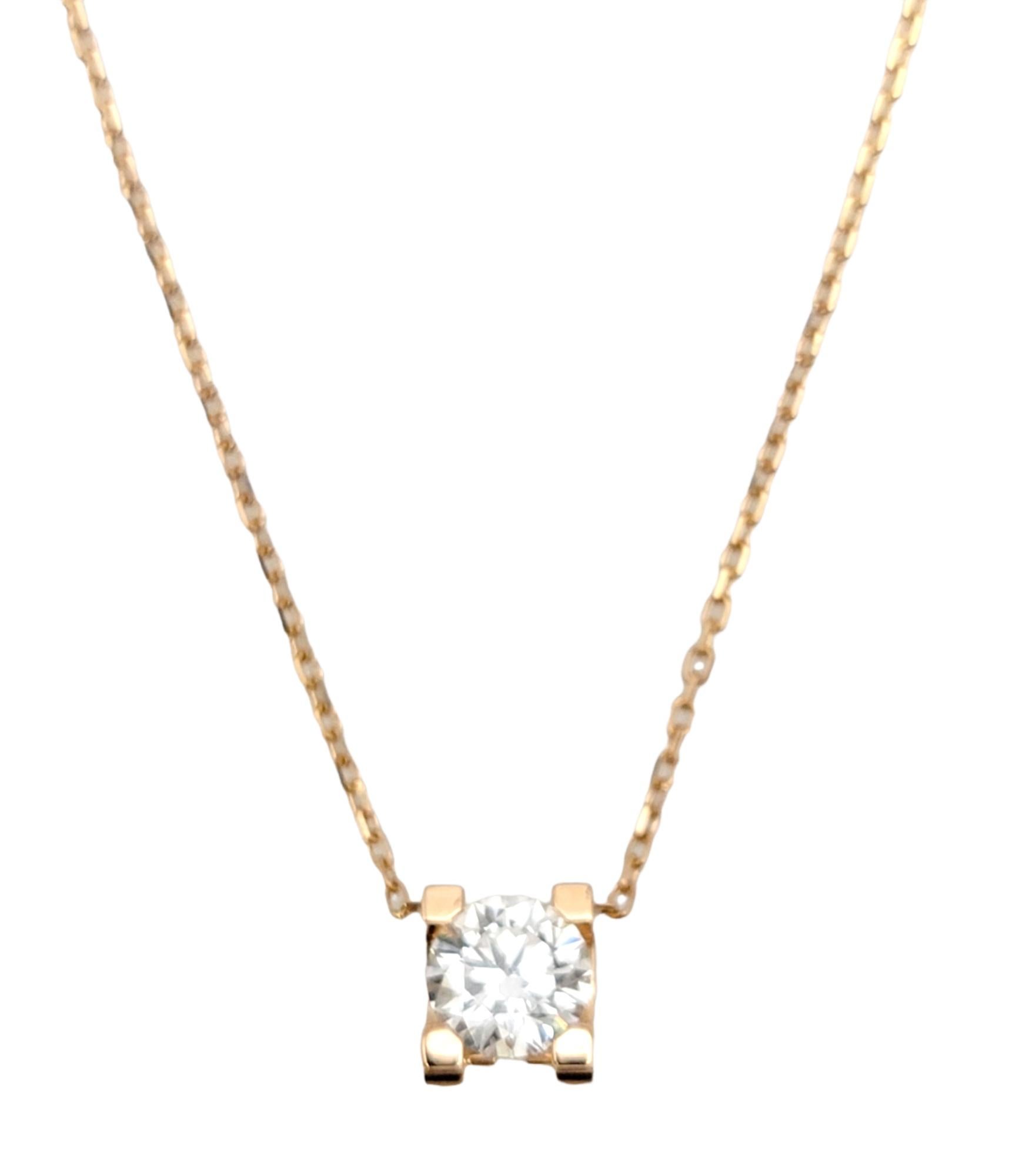 Cartier C de Cartier, collier solitaire en or rose 18 carats avec diamants certifiés GIA F/VS1 1