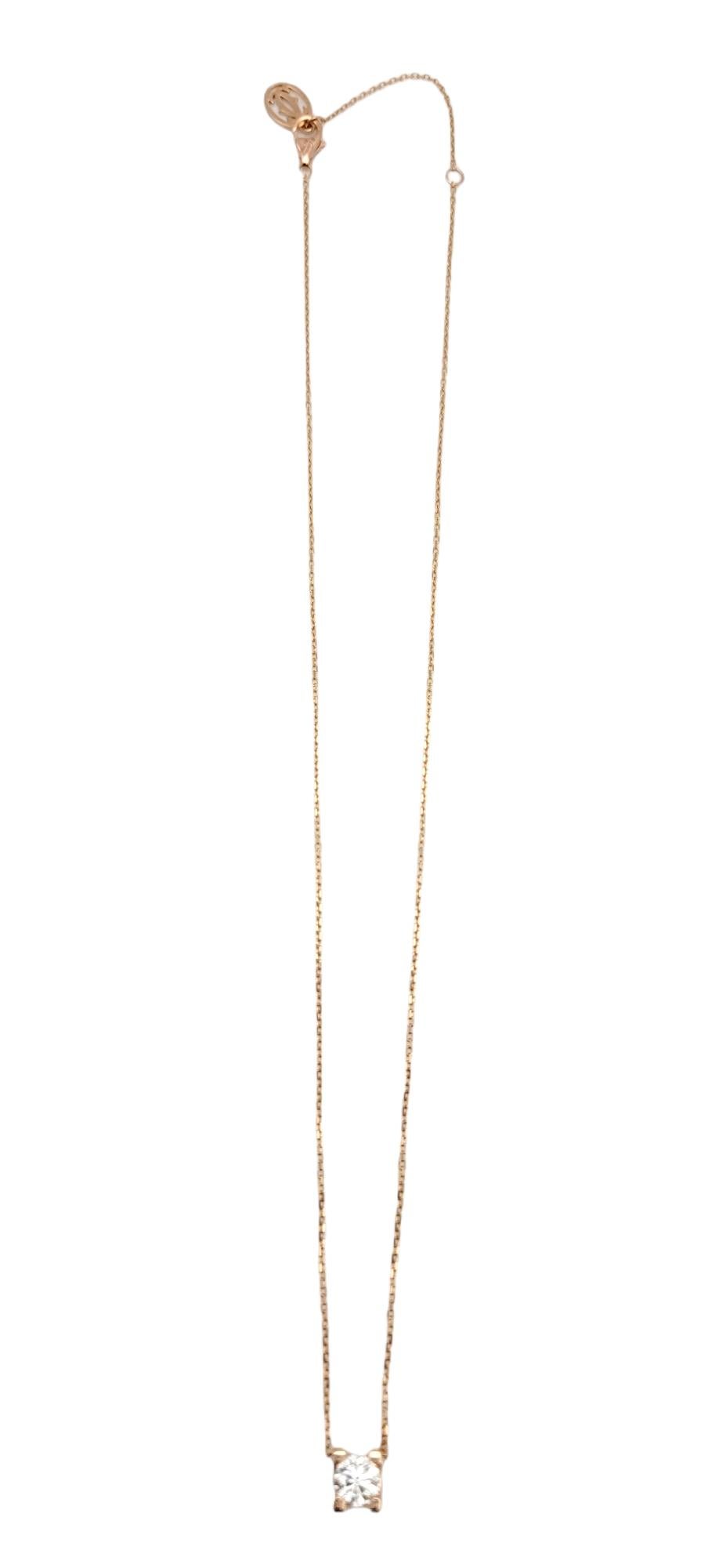 Cartier C de Cartier GIA Diamond Solitaire Necklace in 18 Karat Rose Gold F/VS1 In Excellent Condition In Scottsdale, AZ