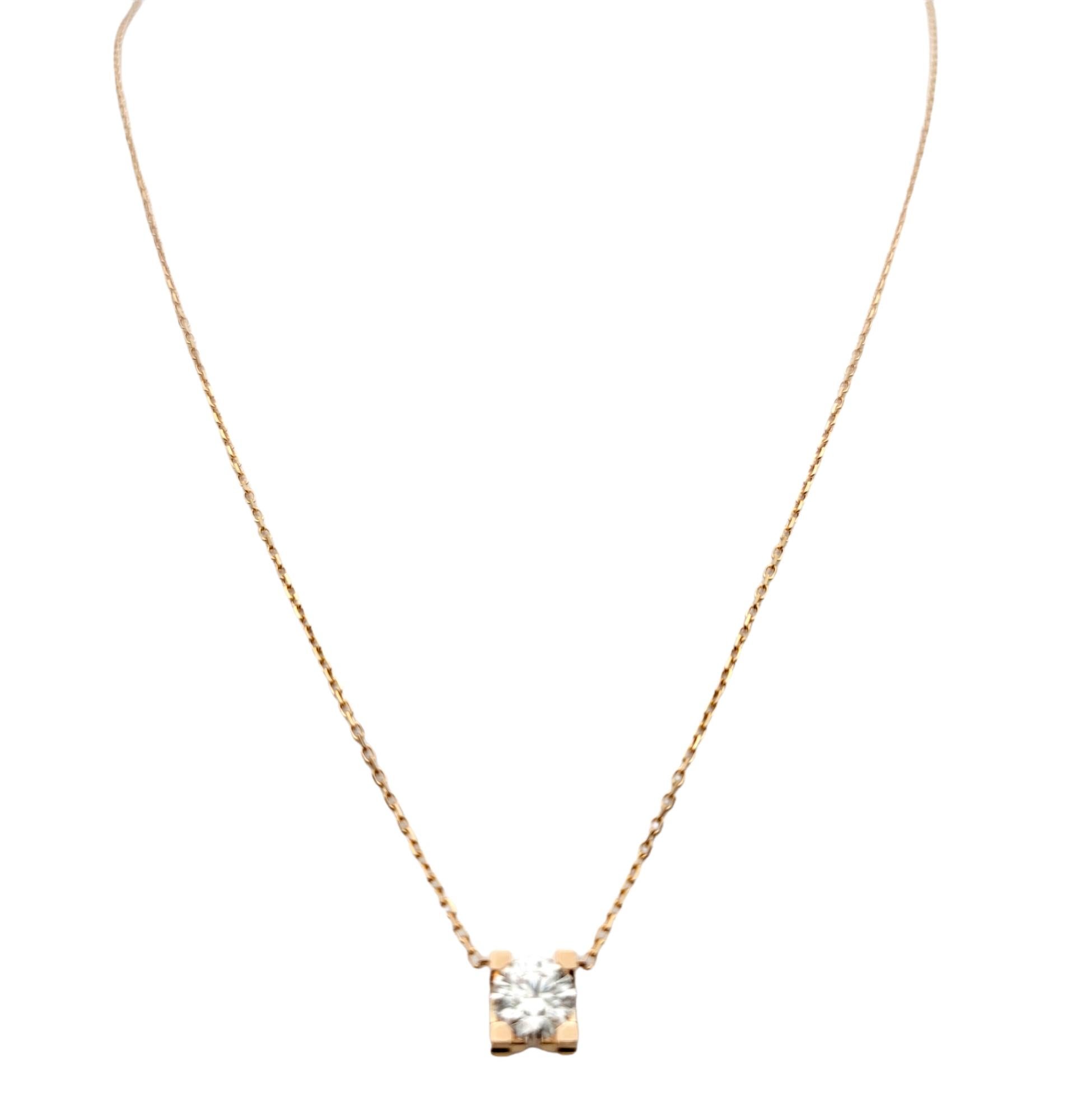 Women's Cartier C de Cartier GIA Diamond Solitaire Necklace in 18 Karat Rose Gold F/VS1
