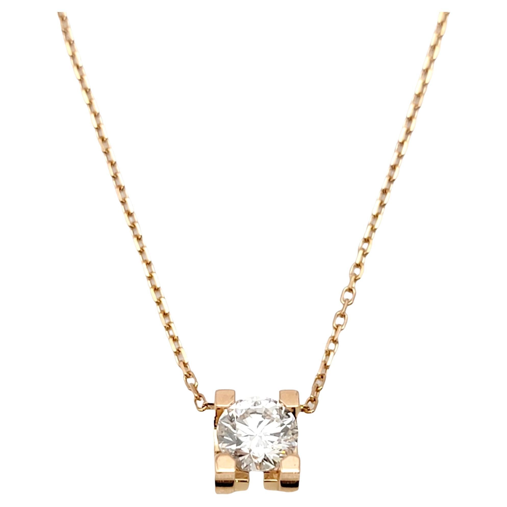 Cartier C de Cartier, collier solitaire en or rose 18 carats avec diamants certifiés GIA F/VS1