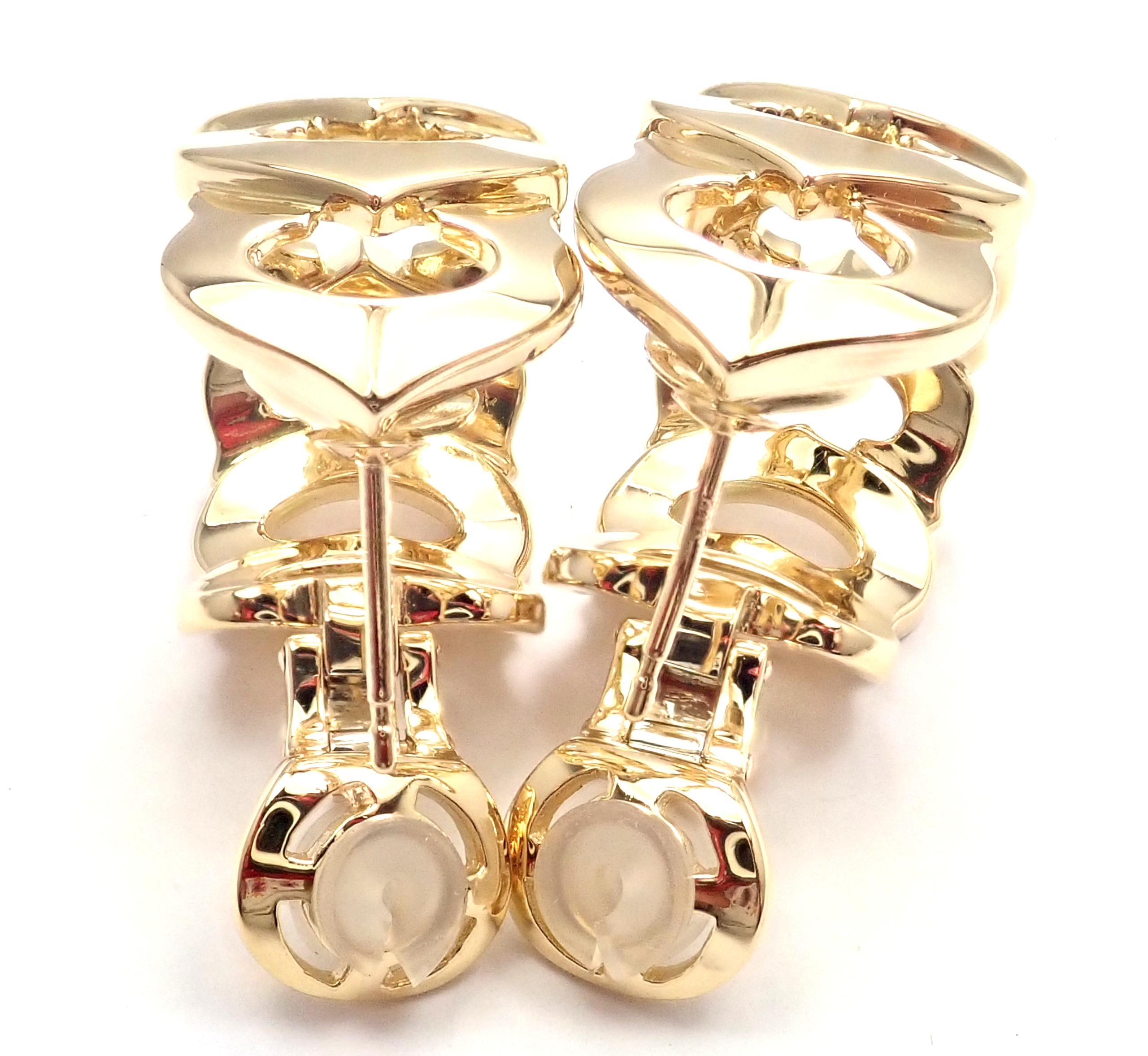 Cartier C De Cartier Large Hoop Yellow Gold Earrings In Excellent Condition In Holland, PA