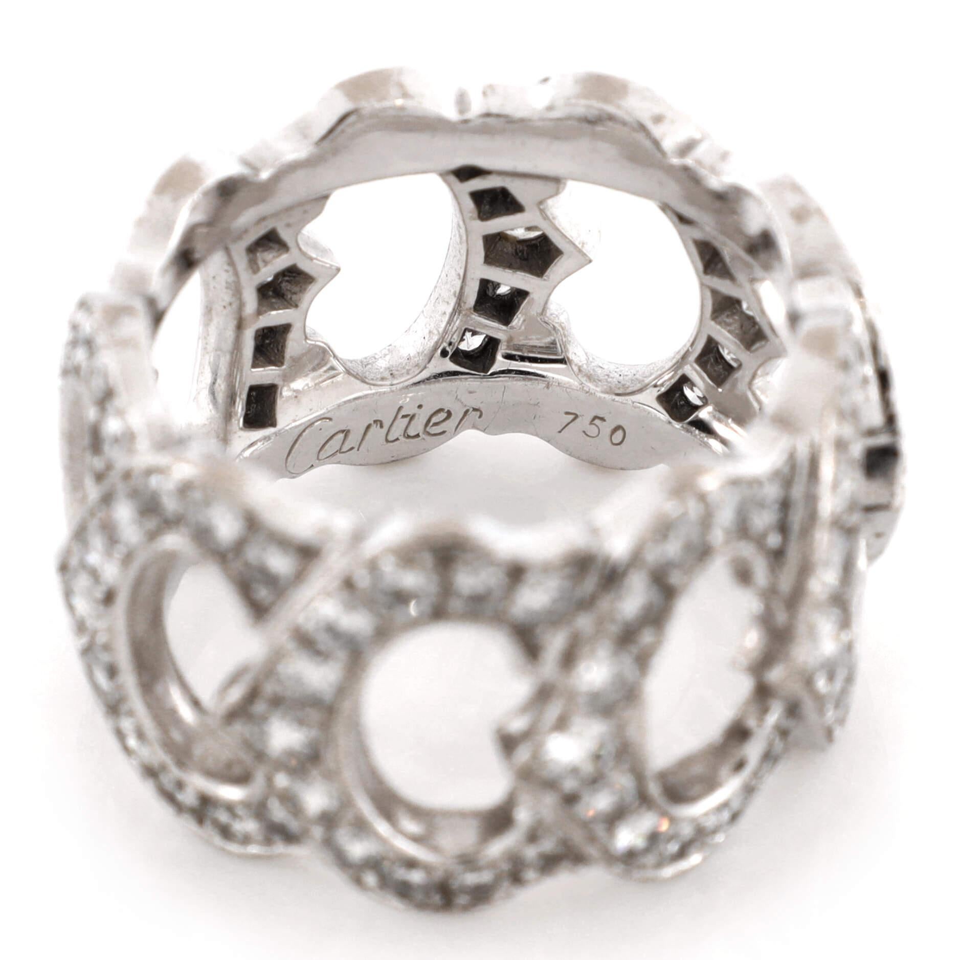 Cartier C de Cartier Gliederring aus 18 Karat Weißgold mit Pavé-Diamanten Damen