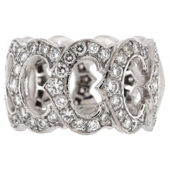 Cartier C de Cartier Link Band Ring 18K White Gold and Pave Diamonds