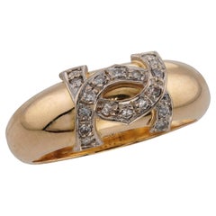 CARTIER C de CARTIER Logo Diamond 18k Yellow Gold Ring 52
