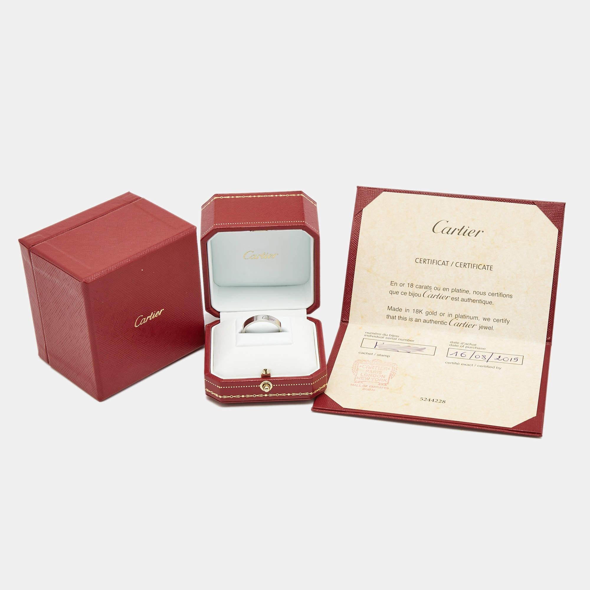 Cartier C De Cartier Platinum Band Ring Size 60 In Good Condition In Dubai, Al Qouz 2