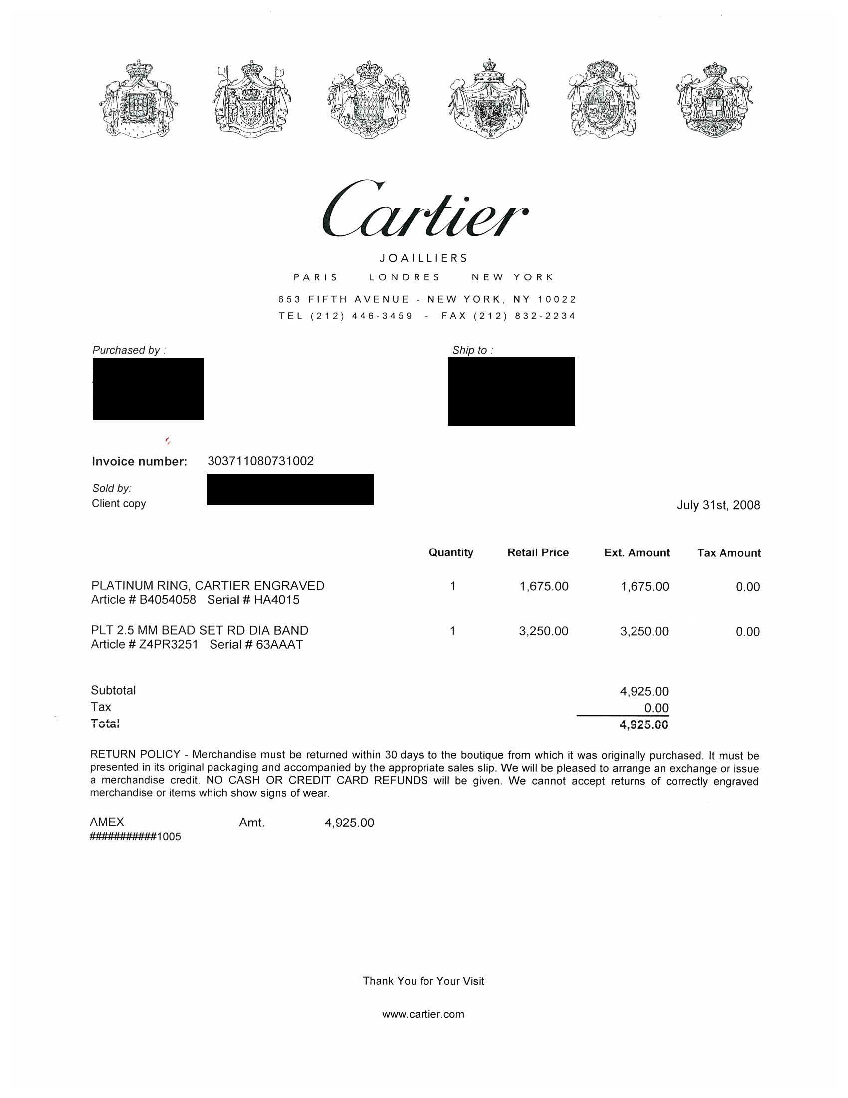 Women's or Men's Cartier C De Cartier Platinum Wedding Band Ring 3mm Size 8.5 with Receipt