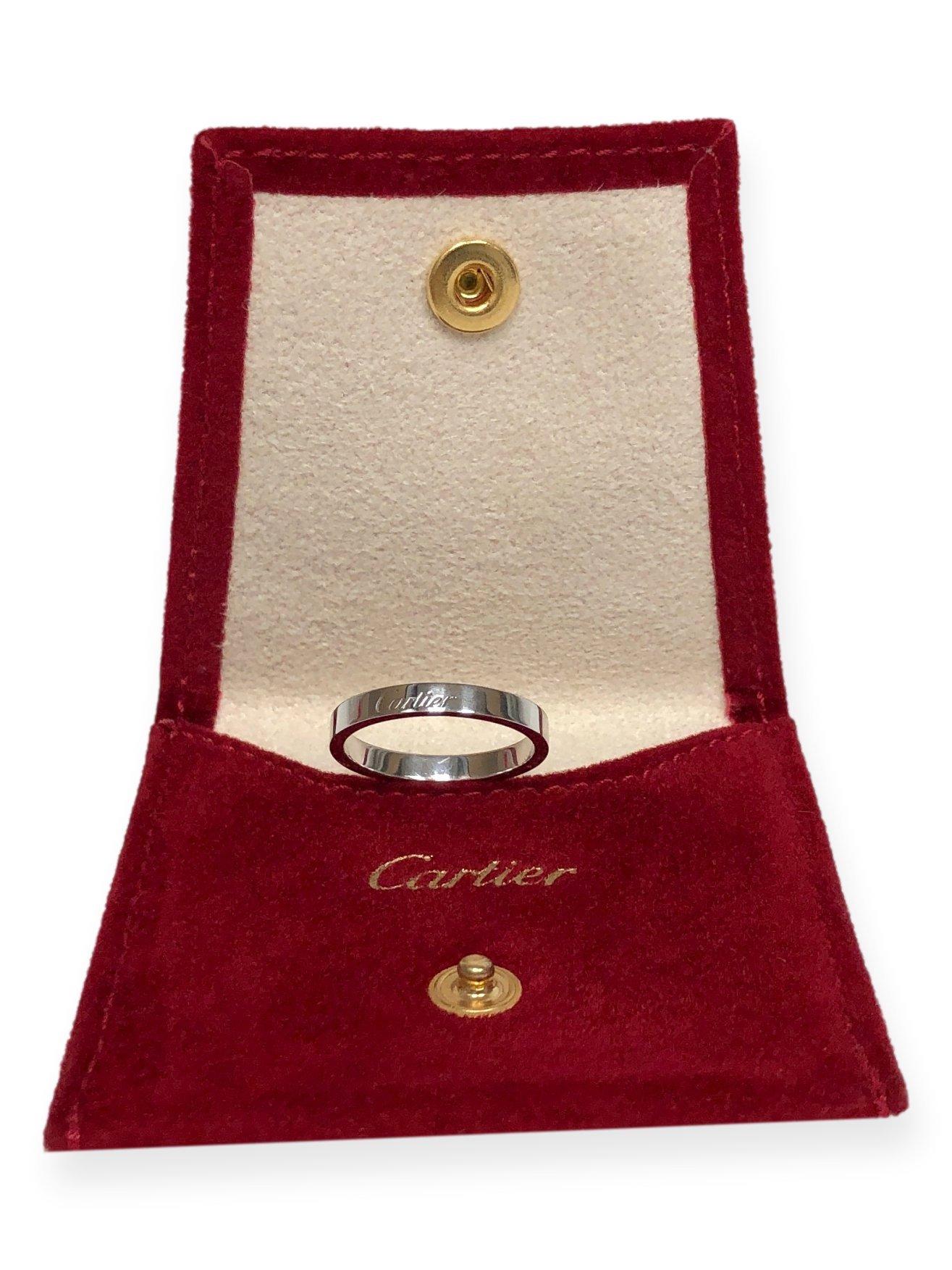 Modern Cartier C De Cartier Platinum Wedding Band Ring 3mm Size 8.5 with Receipt