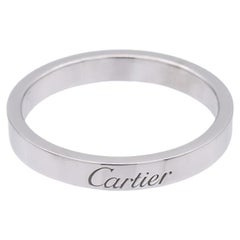 Cartier C De Cartier Platinum Wedding Band Ring 3mm Size 8.5 with Receipt