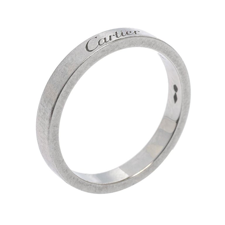 Cartier C de Cartier Platinum Wedding Band Ring 54 at 1stDibs