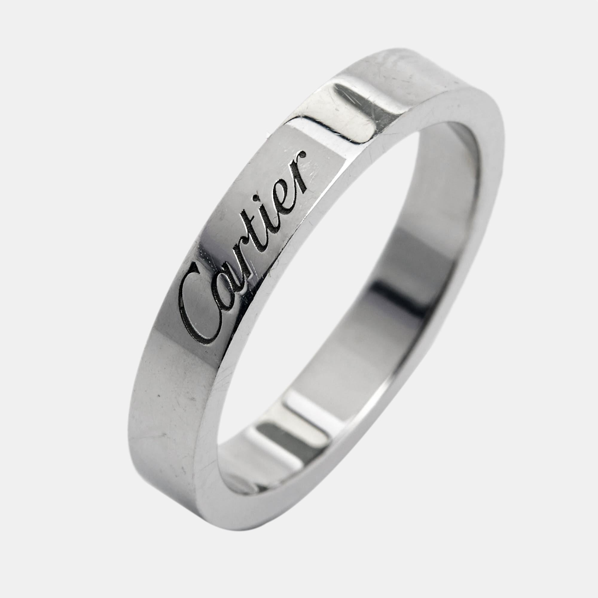 Cartier C De Cartier Bague de mariage en platine, taille 48 en vente 2