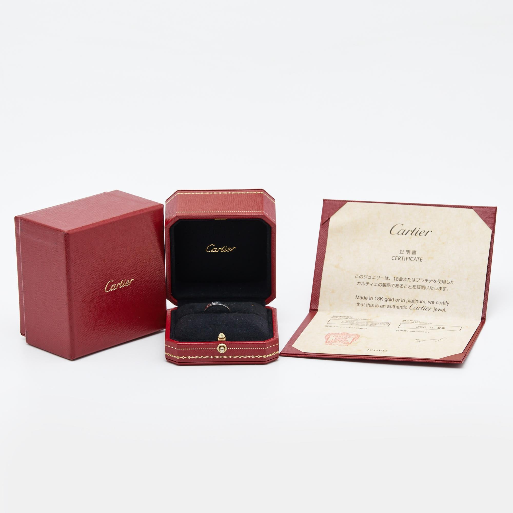 Cartier C De Cartier Bague de mariage en platine, taille 48 en vente 4