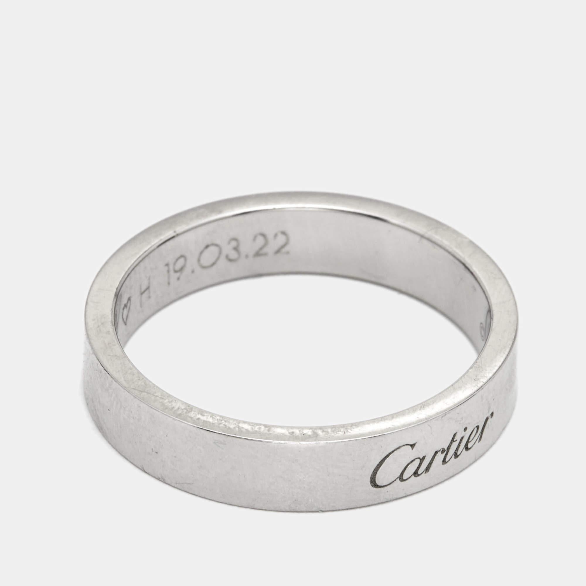 Women's Cartier C De Cartier Platinum Wedding Band Ring Size 54