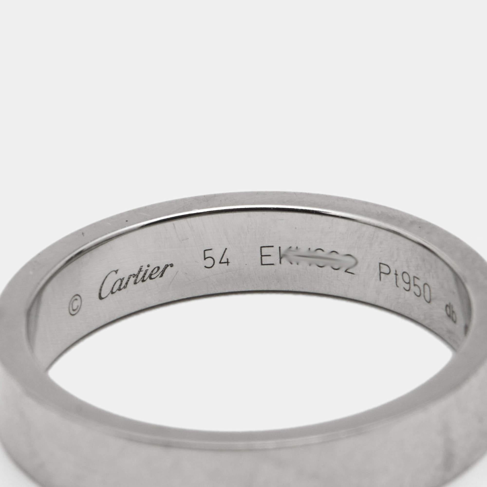 Cartier C De Cartier Platinum Wedding Band Ring Size 54 2