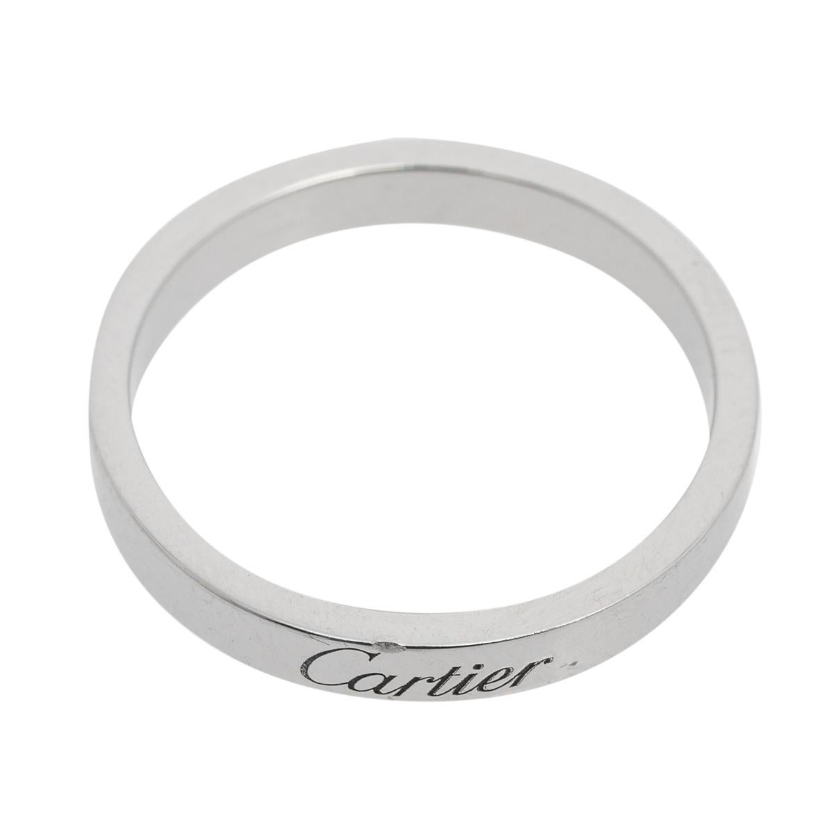 Cartier C De Cartier Platinum Wedding Band Ring In Good Condition In Dubai, Al Qouz 2