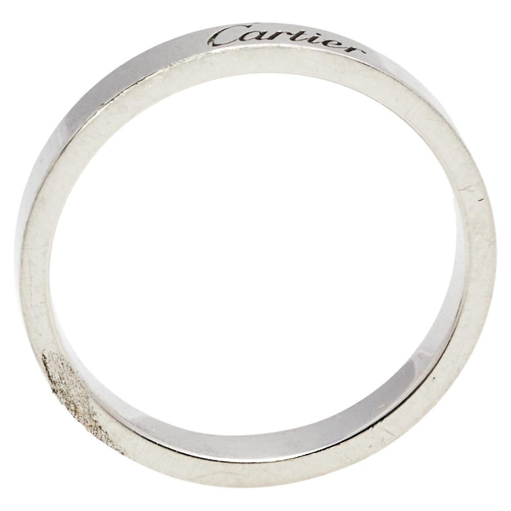 Contemporary Cartier C de Cartier Platinum Wedding Band Ring Size 59
