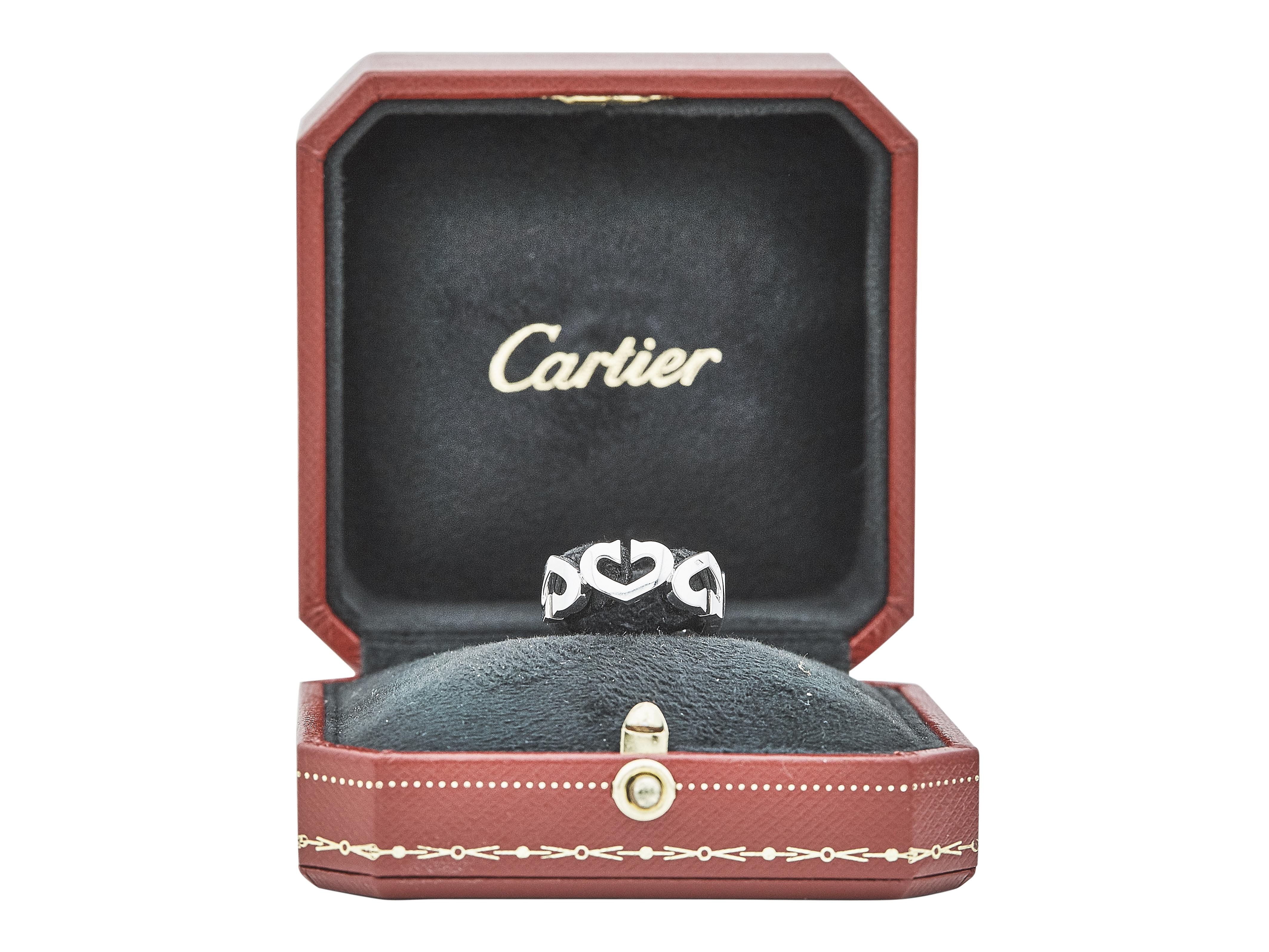 Women's or Men's Cartier C de Cartier Ring 18K White Gold Diamond For Sale