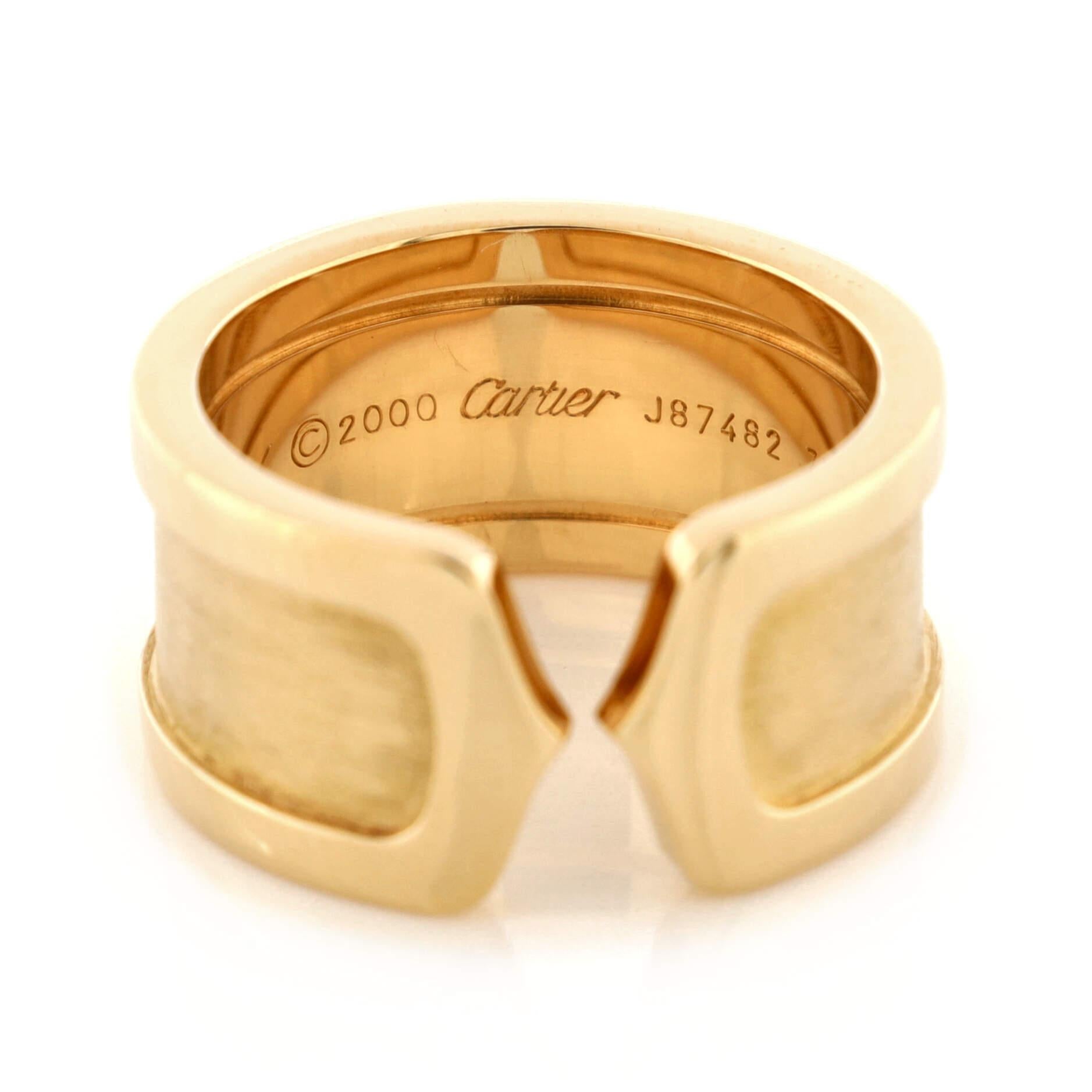Women's or Men's Cartier C de Cartier Ring 18K Yellow Gold 10mm