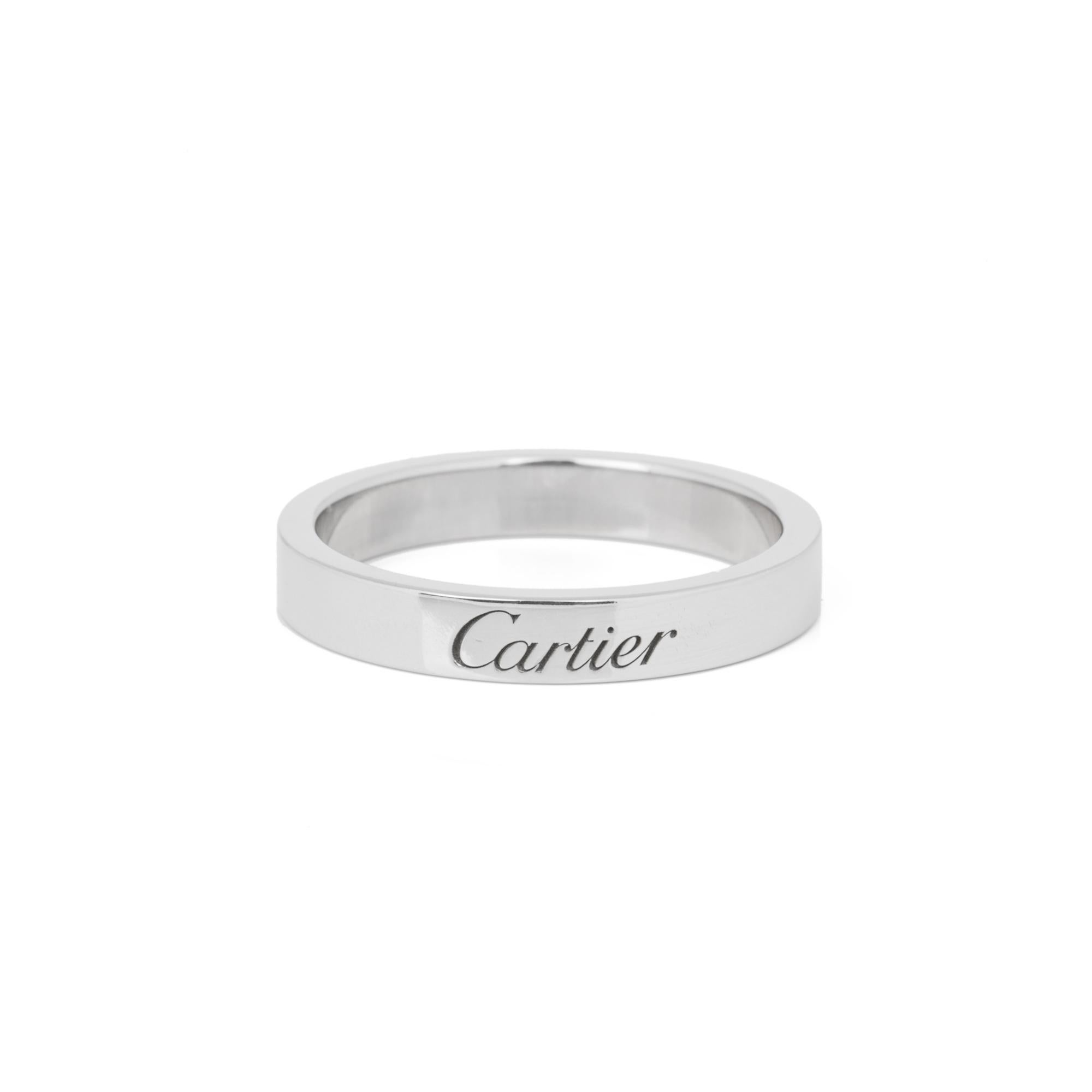 Women's or Men's Cartier Platinum C De Cartier Wedding Band Ring For Sale