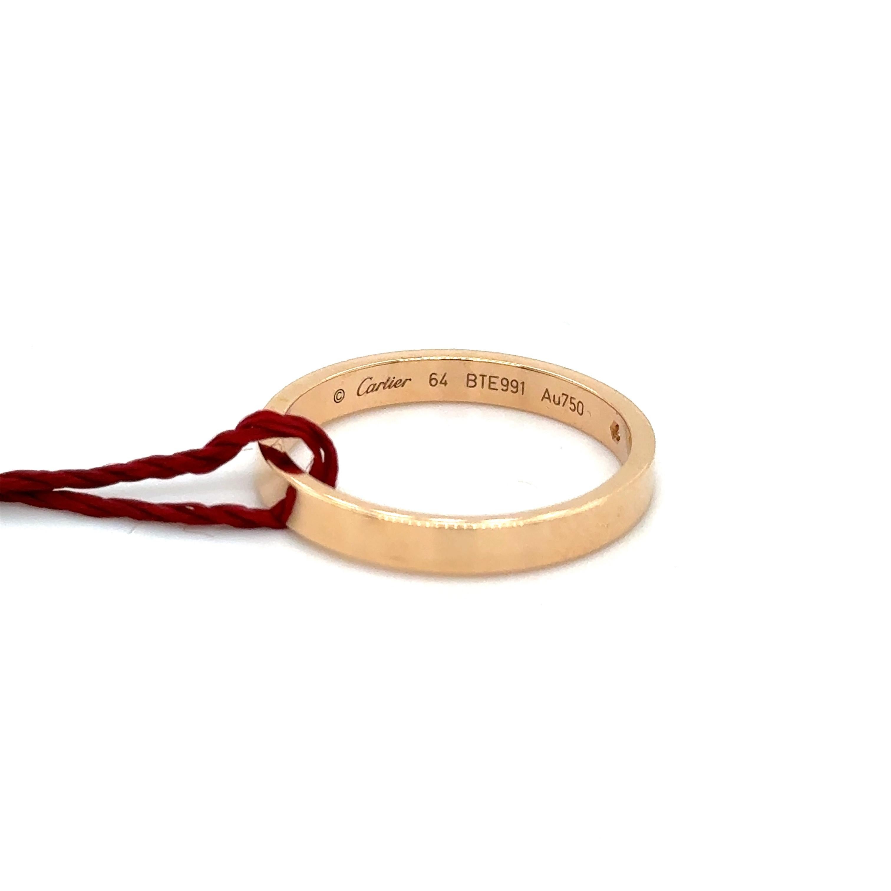 Cartier C De Cartier Roségold Ehering, Ein-Diamant-Ehering, Größe 10.75 - 64 (Rundschliff)
