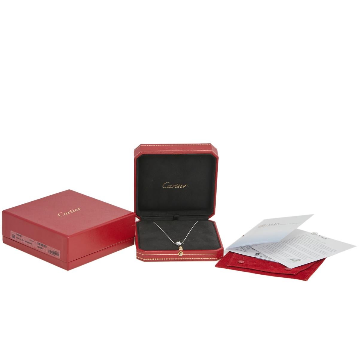 Cartier C de Cartier Solitaire 0.53 ct Diamond 18K White Gold Pendant Necklace In Good Condition In Dubai, Al Qouz 2