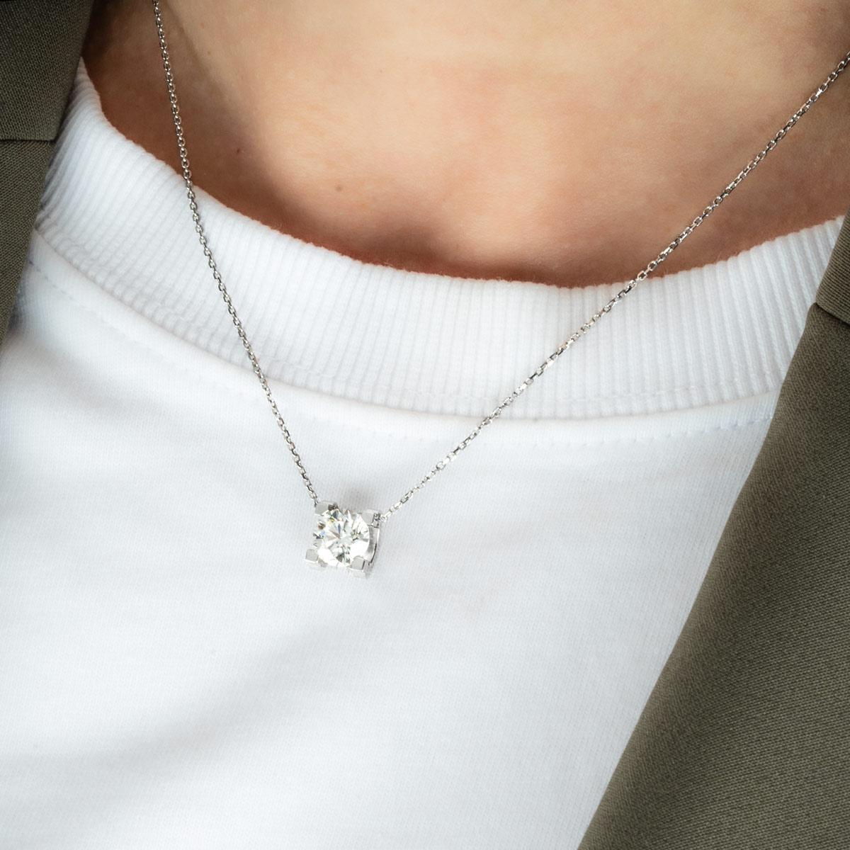 Cartier C de Cartier Solitaire Diamond Necklace 1.70ct G/VS1 XXX In Excellent Condition In London, GB