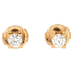 Cartier C de Cartier Stud Earrings 18K Rose Gold with Diamonds 0.46CT