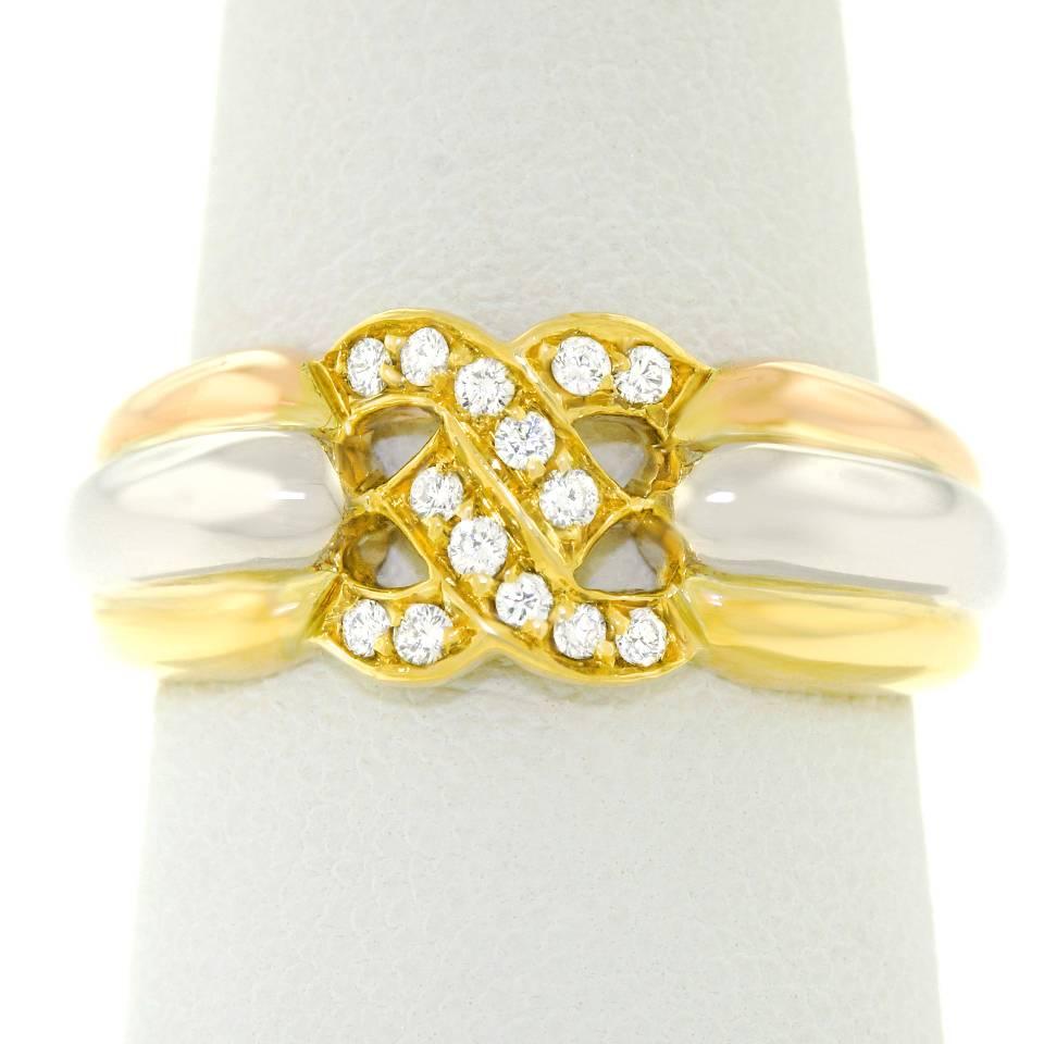 Cartier Diamond Set Trinity Double C's Gold Ring 4