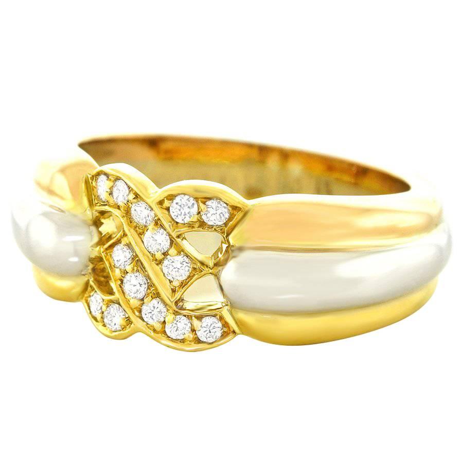 Cartier Diamond Set Trinity Double C's Gold Ring