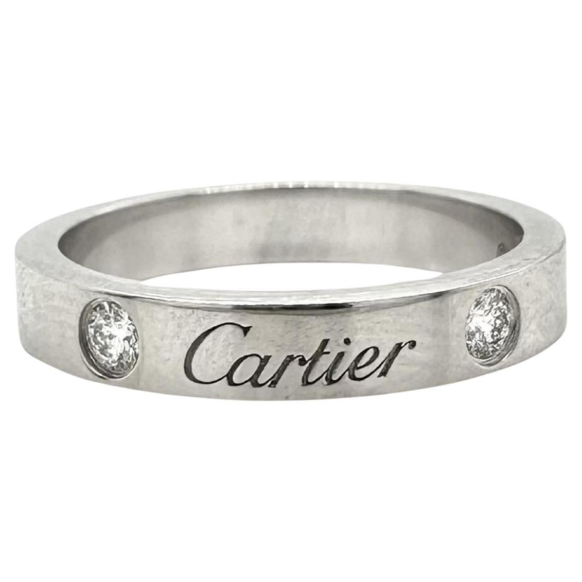 Alianza Cartier C de Cartier - 2 Diamantes en Platino, Talla 47