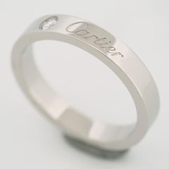 Cartier C de Cartier Wedding Band Ring 1 Diamond Platinum 48