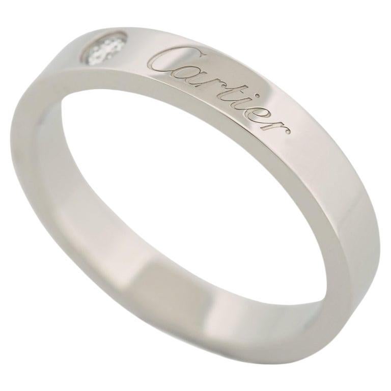 Cartier C de Cartier Wedding Band Ring 1 Diamond Platinum 48