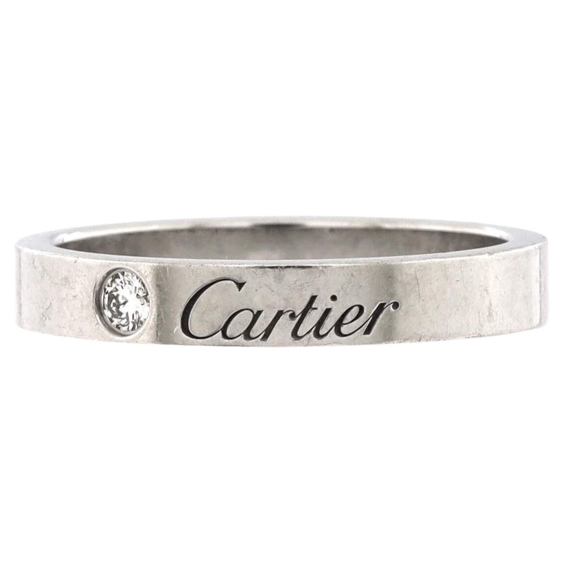 Authentic Cartier C De Cartier Diamond Wedding Band Ring Pink Gold For
