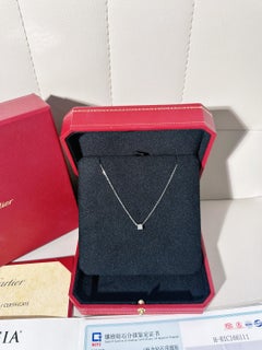 Cartier C DE CARTIER White Gold Single Diamond Pendant Necklace