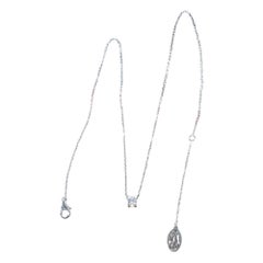 Cartier C DE CARTIER White Gold Single Diamond Pendant Necklace