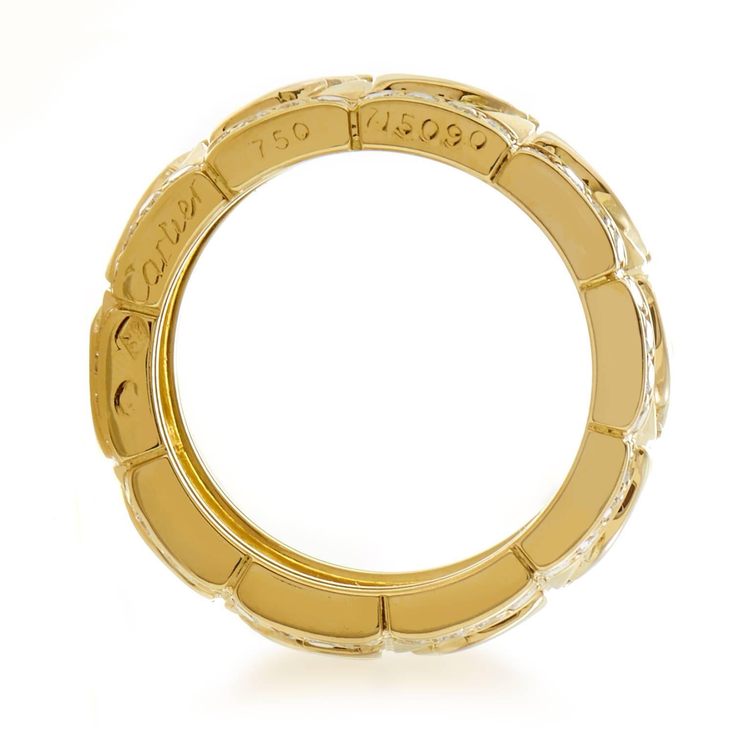 Cartier C de Cartier Women's 18 Karat Yellow Gold Diamond Band Ring In Excellent Condition In Southampton, PA
