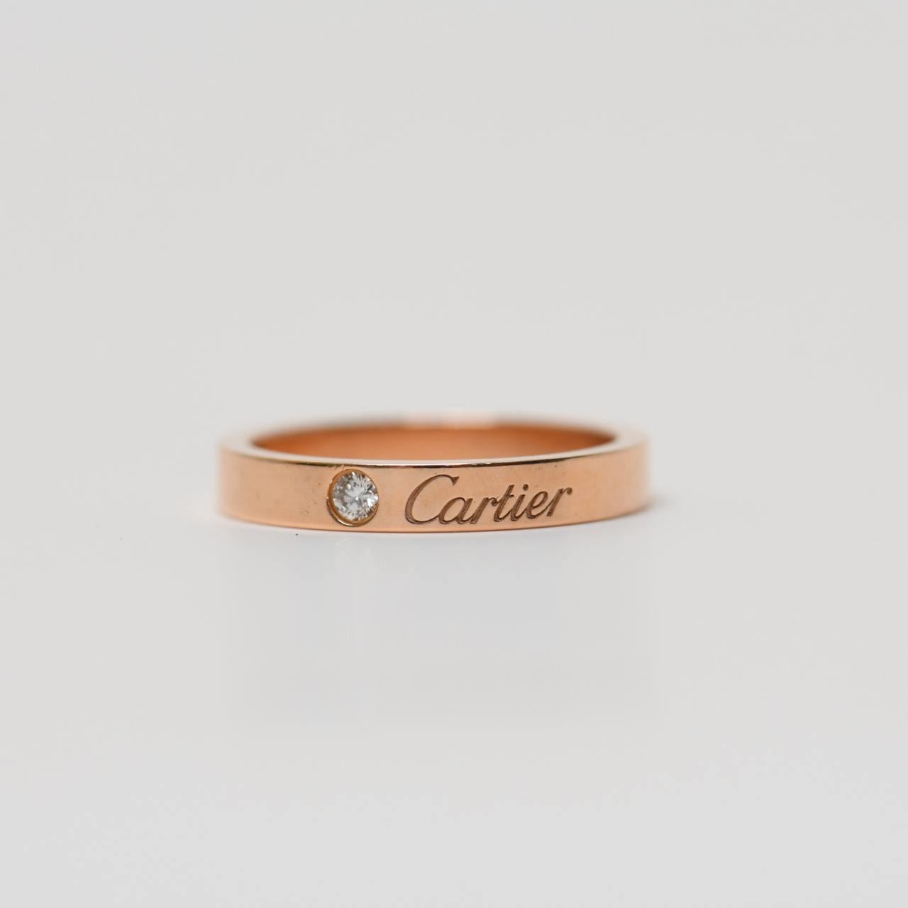 Cartier C DE One Diamond Wedding Band Rose Gold Ring Size 52 1