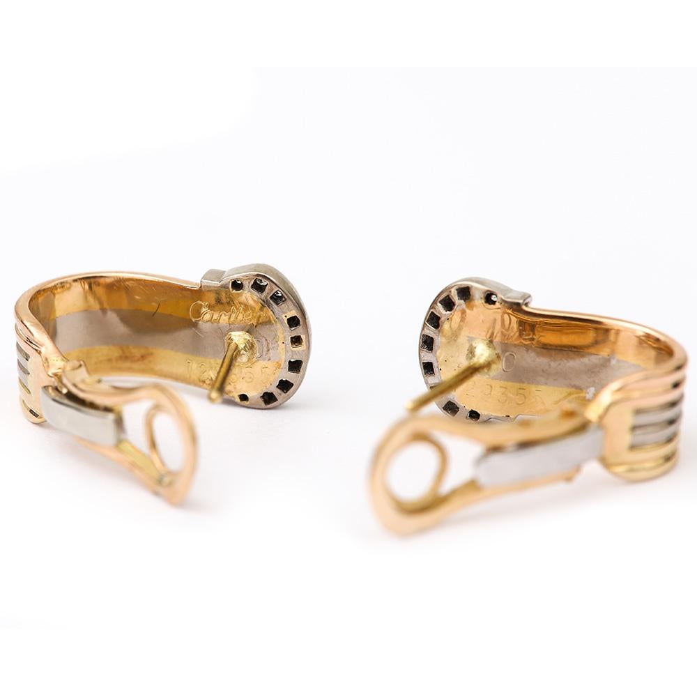 Cartier ‘C’ Diamond Earrings 18 Karat Yellow, White and Rose Gold 4