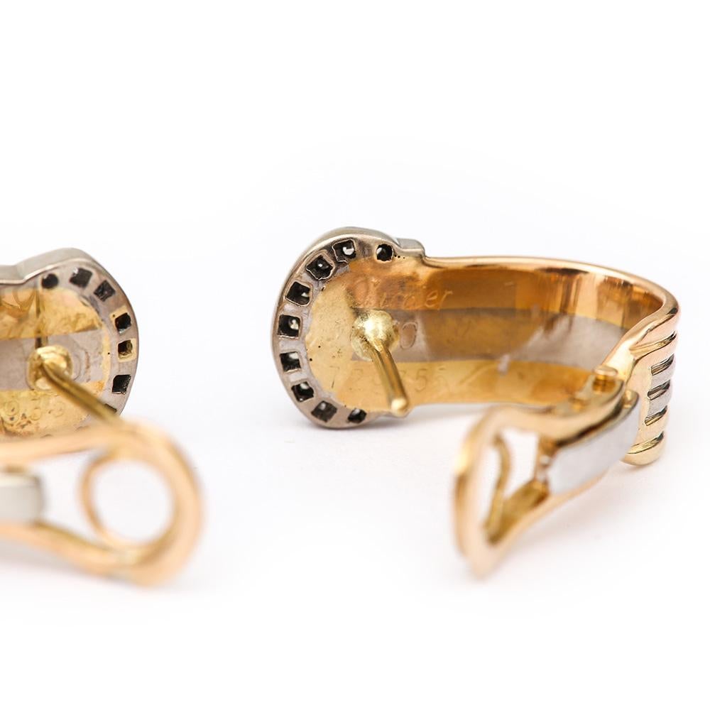 Cartier ‘C’ Diamond Earrings 18 Karat Yellow, White and Rose Gold 2