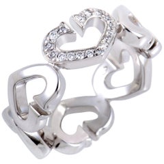 Cartier C Heart 18 Karat White Gold Diamond Band Ring