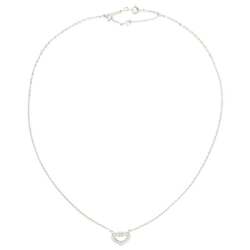 Cartier C Heart de Cartier Pendant Necklace 18 Karat White Gold with Diamonds