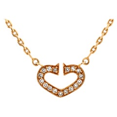 Cartier C Heart de Cartier Pendant Necklace 18K Rose Gold with Pave Diamo